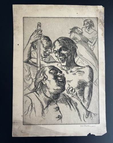 Hand pulled etching paper - etching,
